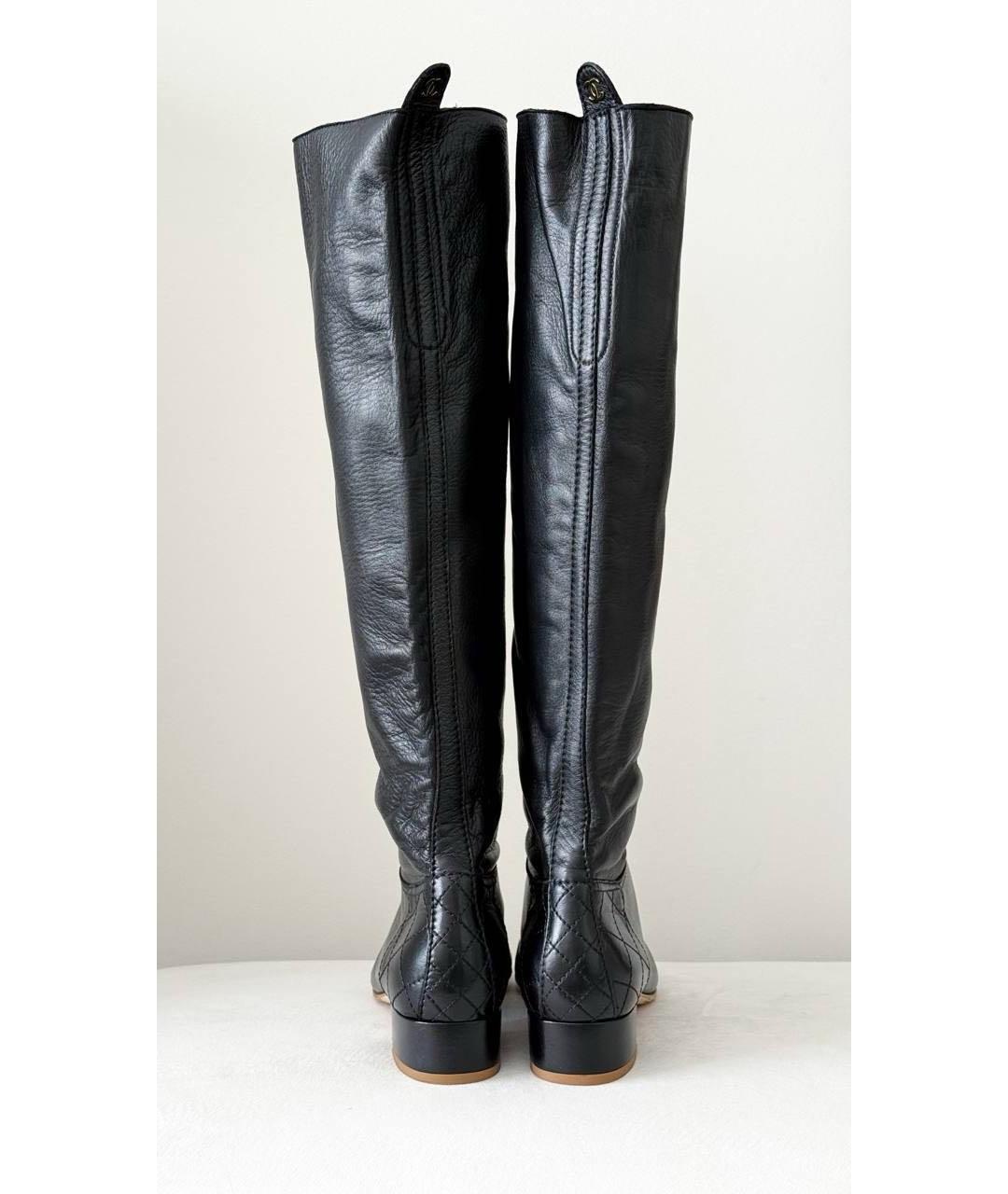 CHANEL Черные кожаные сапоги, фото 4