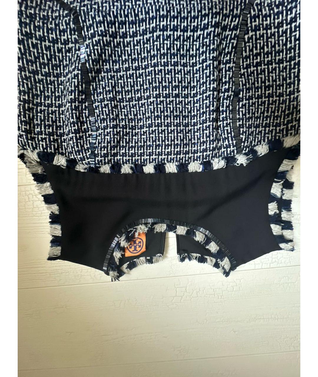 TORY BURCH Темно-синее хлопковое коктейльное платье, фото 3