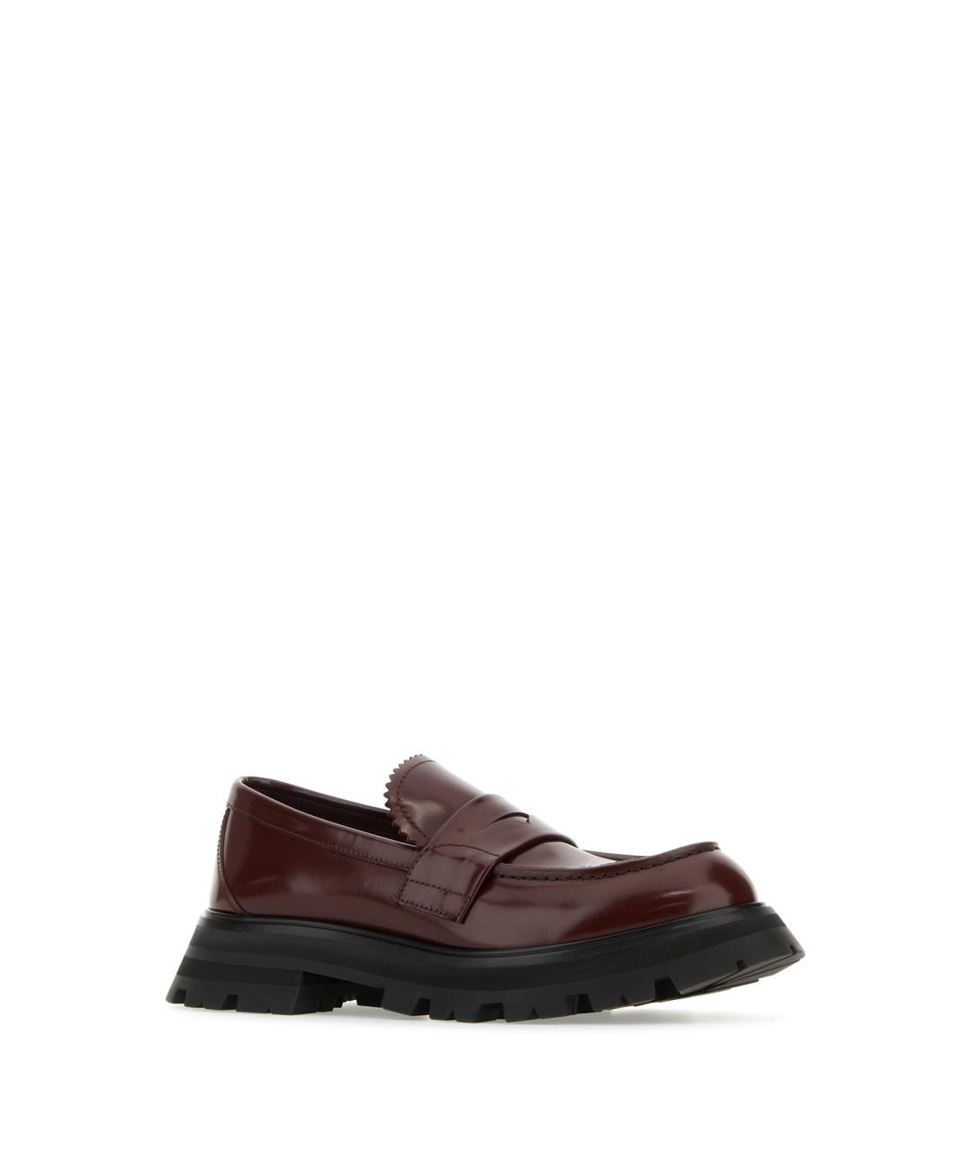ALEXANDER MCQUEEN Бордовые кожаные лоферы, фото 2