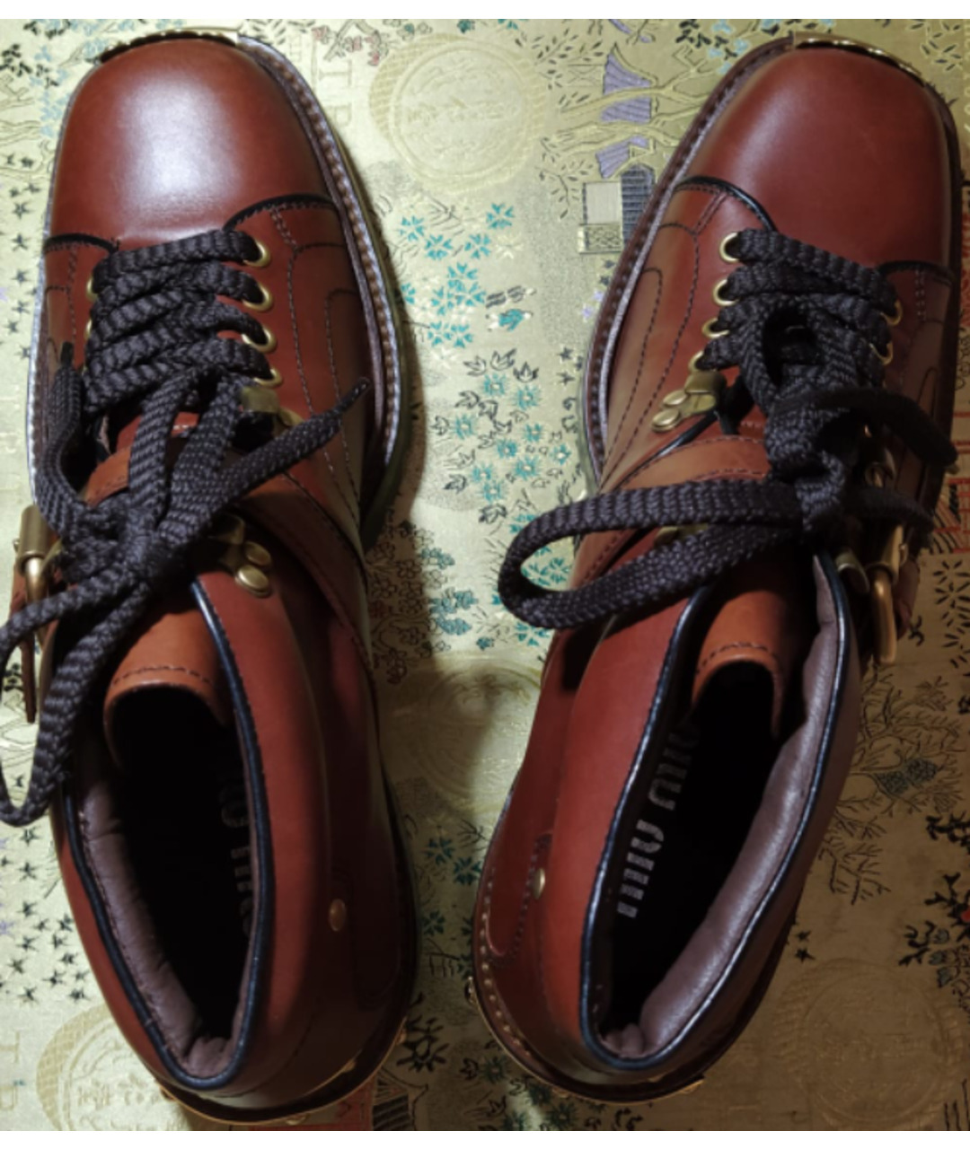 MIU MIU Коричневые кожаные ботинки, фото 5