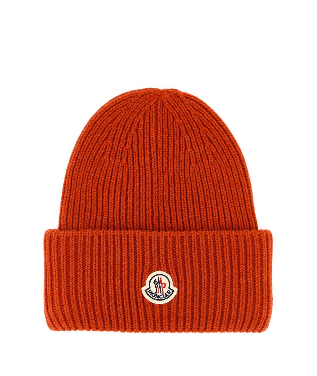 MONCLER Оранжевая шерстяная шапка, фото 1