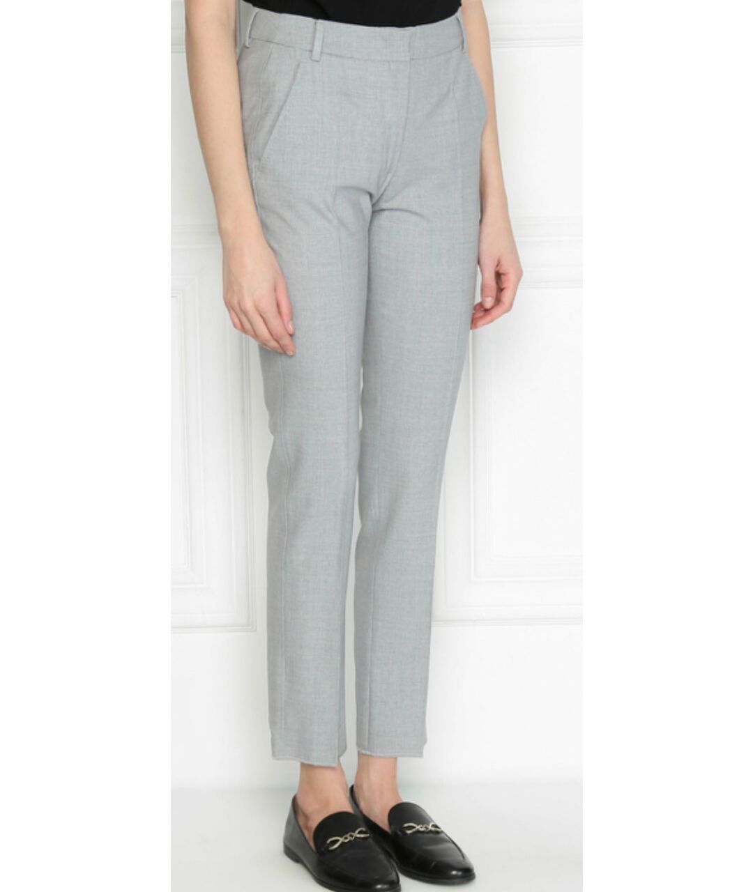 WEEKEND MAX MARA Серые шерстяные брюки узкие, фото 3