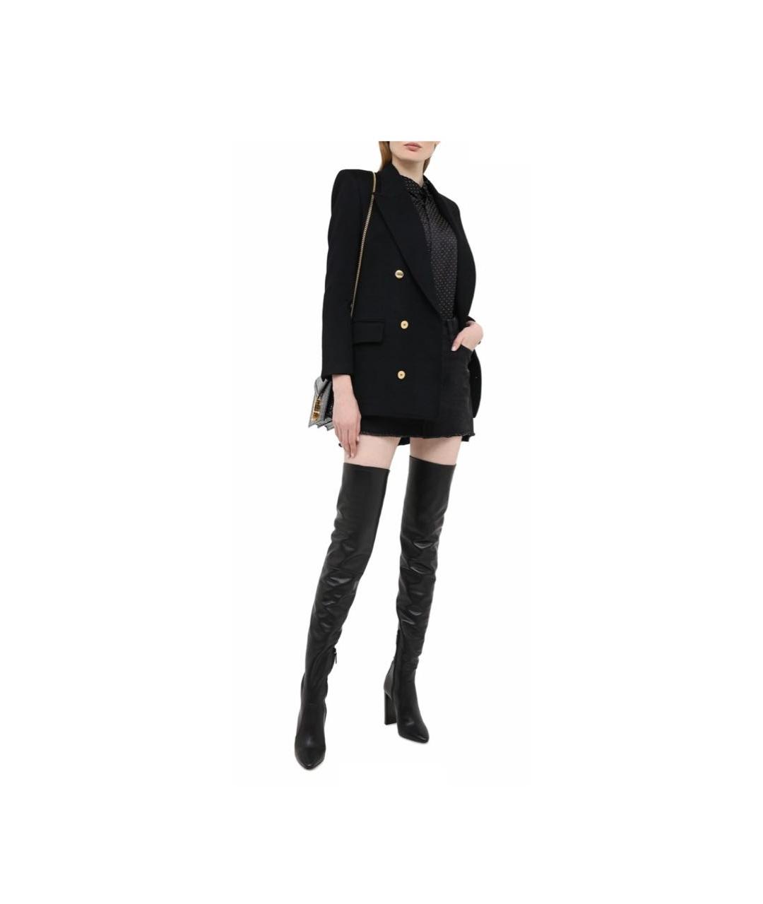SAINT LAURENT Черные кожаные ботфорты, фото 5