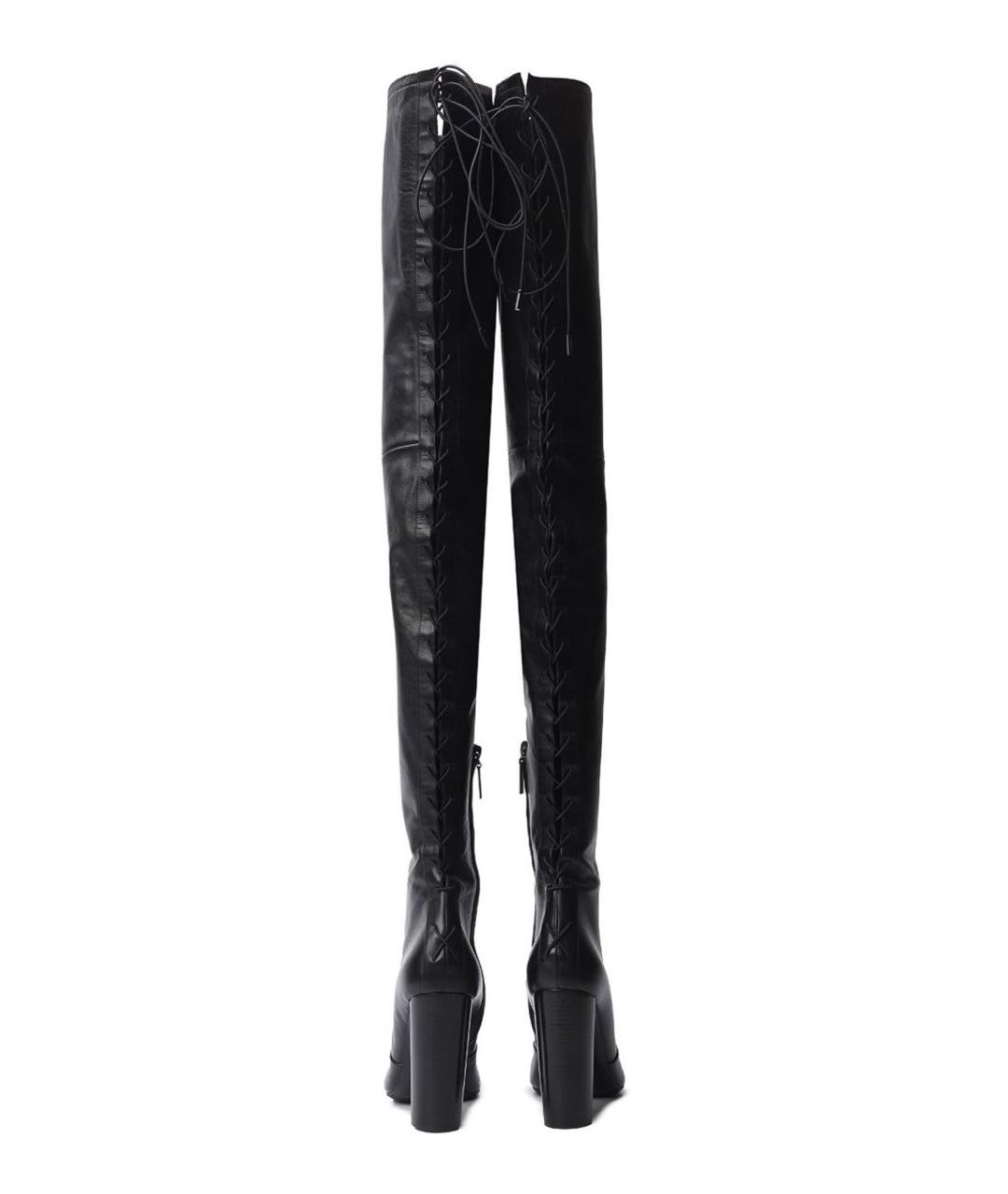 SAINT LAURENT Черные кожаные ботфорты, фото 3