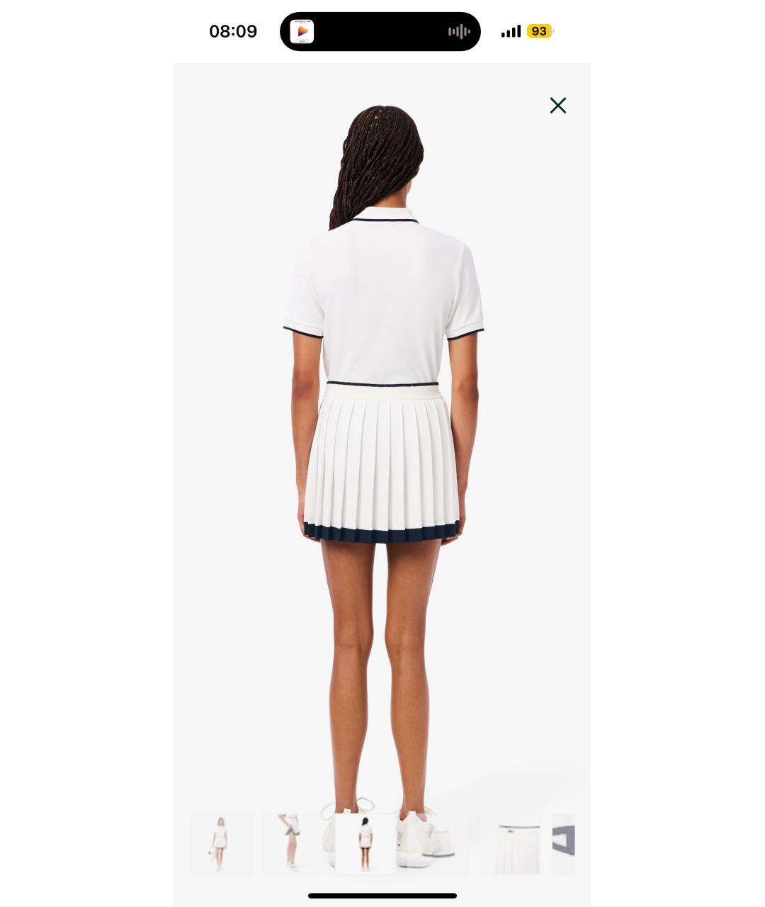 LACOSTE Белая полиэстеровая юбка мини, фото 6