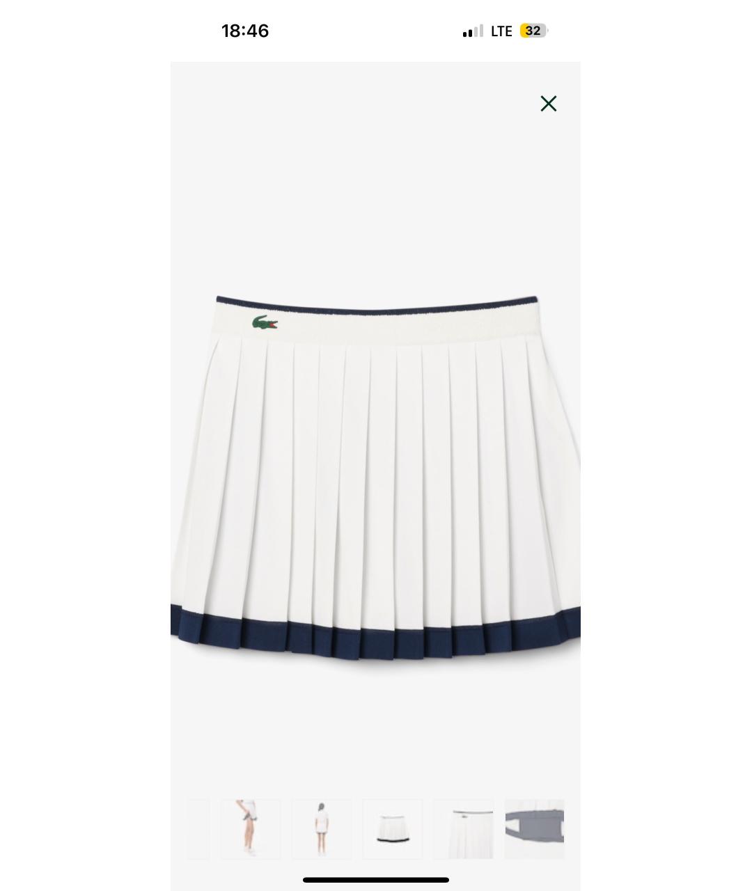LACOSTE Белая полиэстеровая юбка мини, фото 7