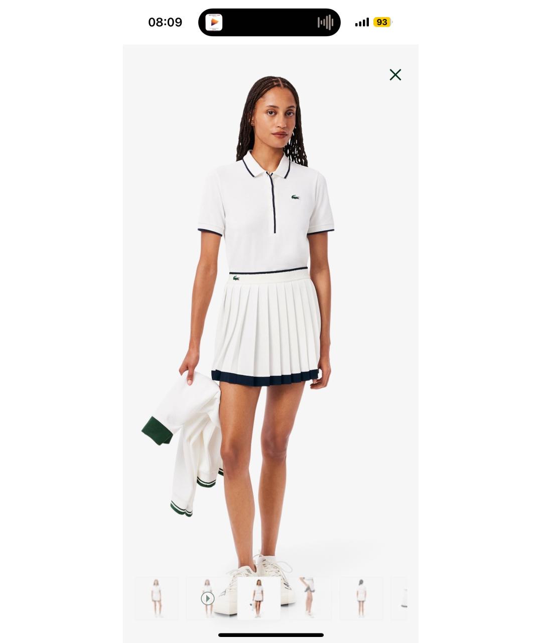 LACOSTE Белая полиэстеровая юбка мини, фото 3