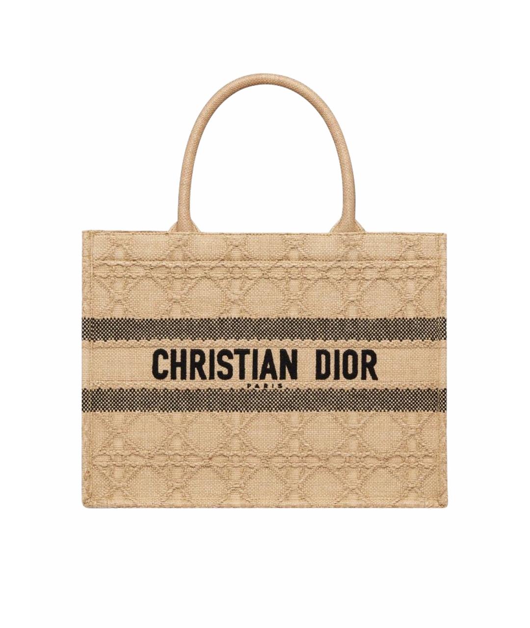 CHRISTIAN DIOR Бежевая тканевая сумка тоут, фото 1