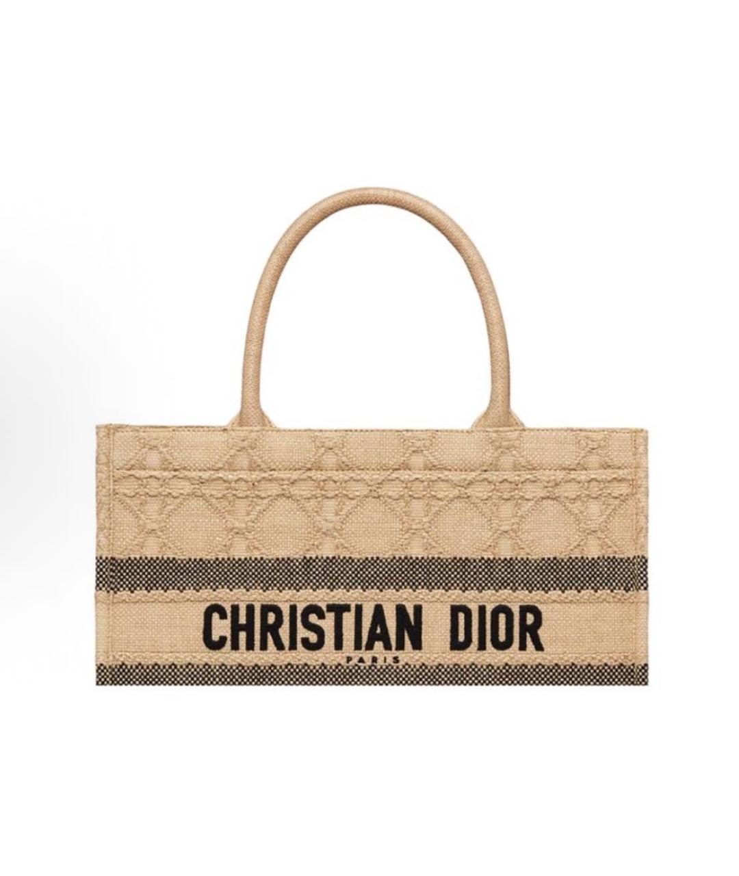 CHRISTIAN DIOR Бежевая тканевая сумка тоут, фото 4