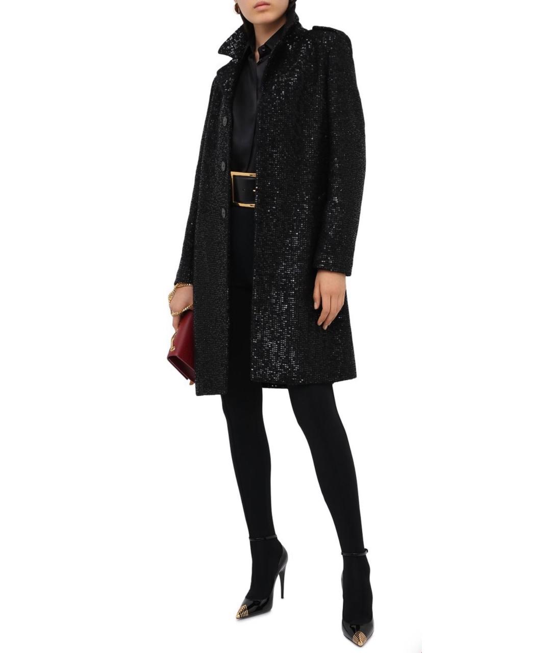 SAINT LAURENT Черное шерстяное пальто, фото 3