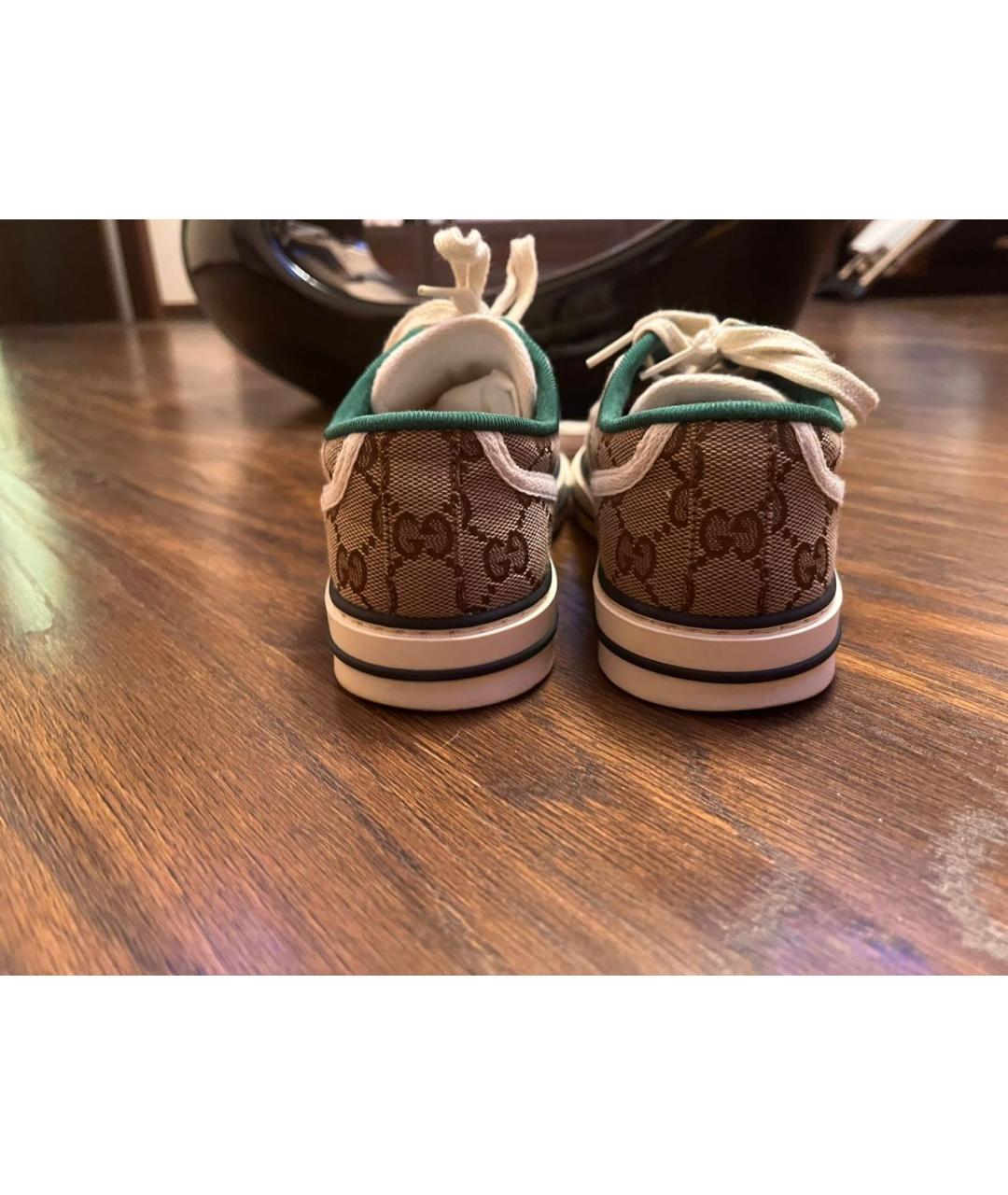 GUCCI Коричневые текстильные кеды, фото 4