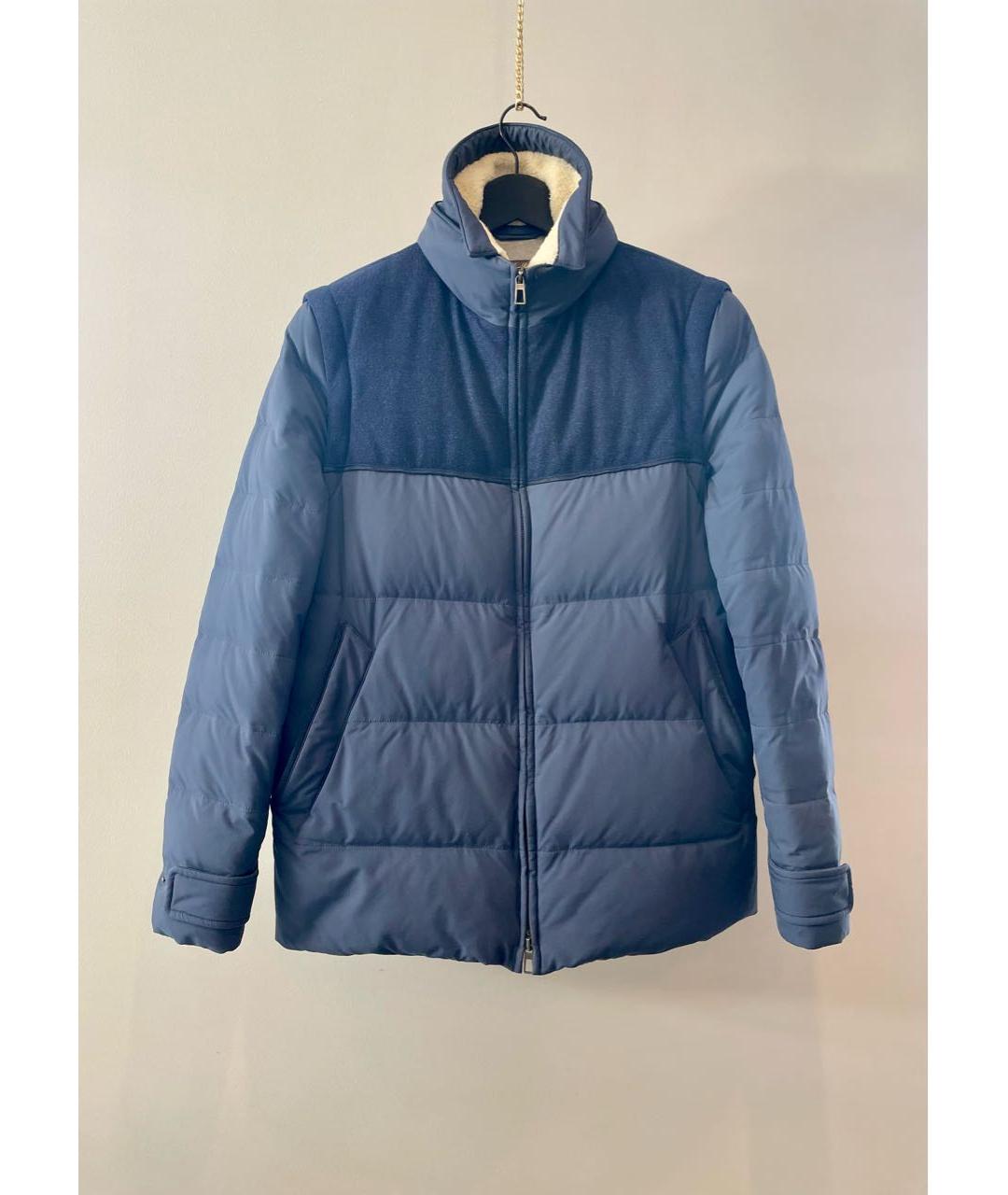LORO PIANA Темно-синий полиуретановый пуховик, фото 3
