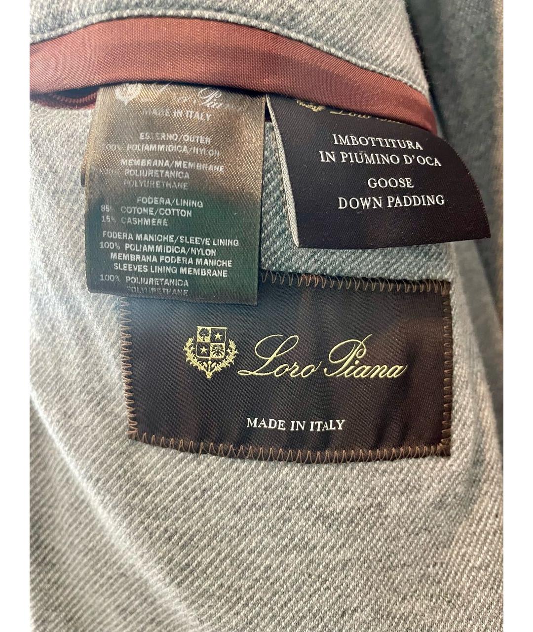 LORO PIANA Темно-синий полиуретановый пуховик, фото 4