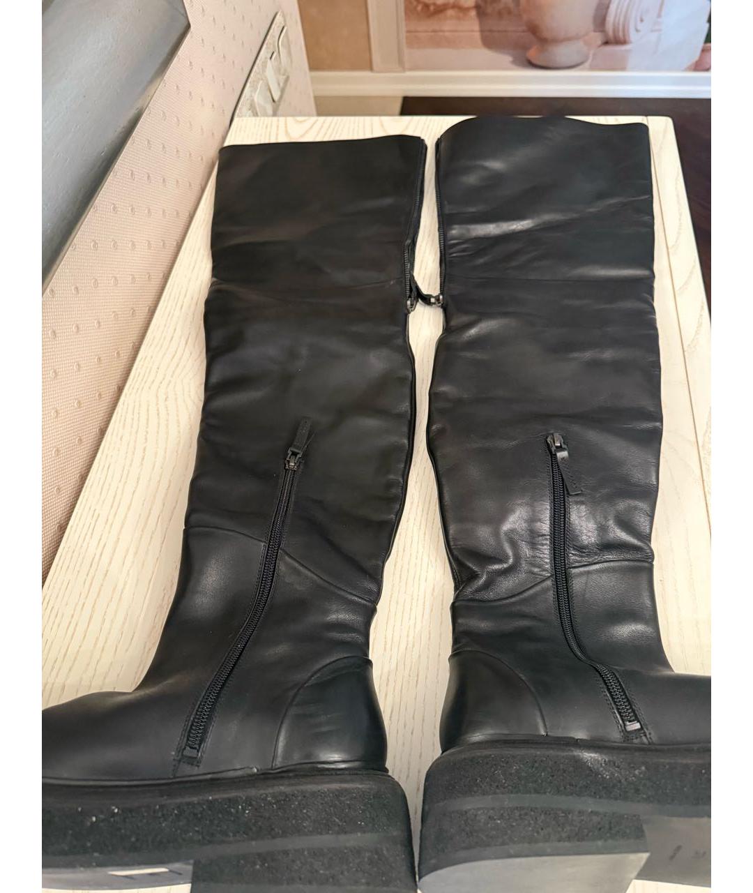 MARSELL Черные кожаные ботфорты, фото 4
