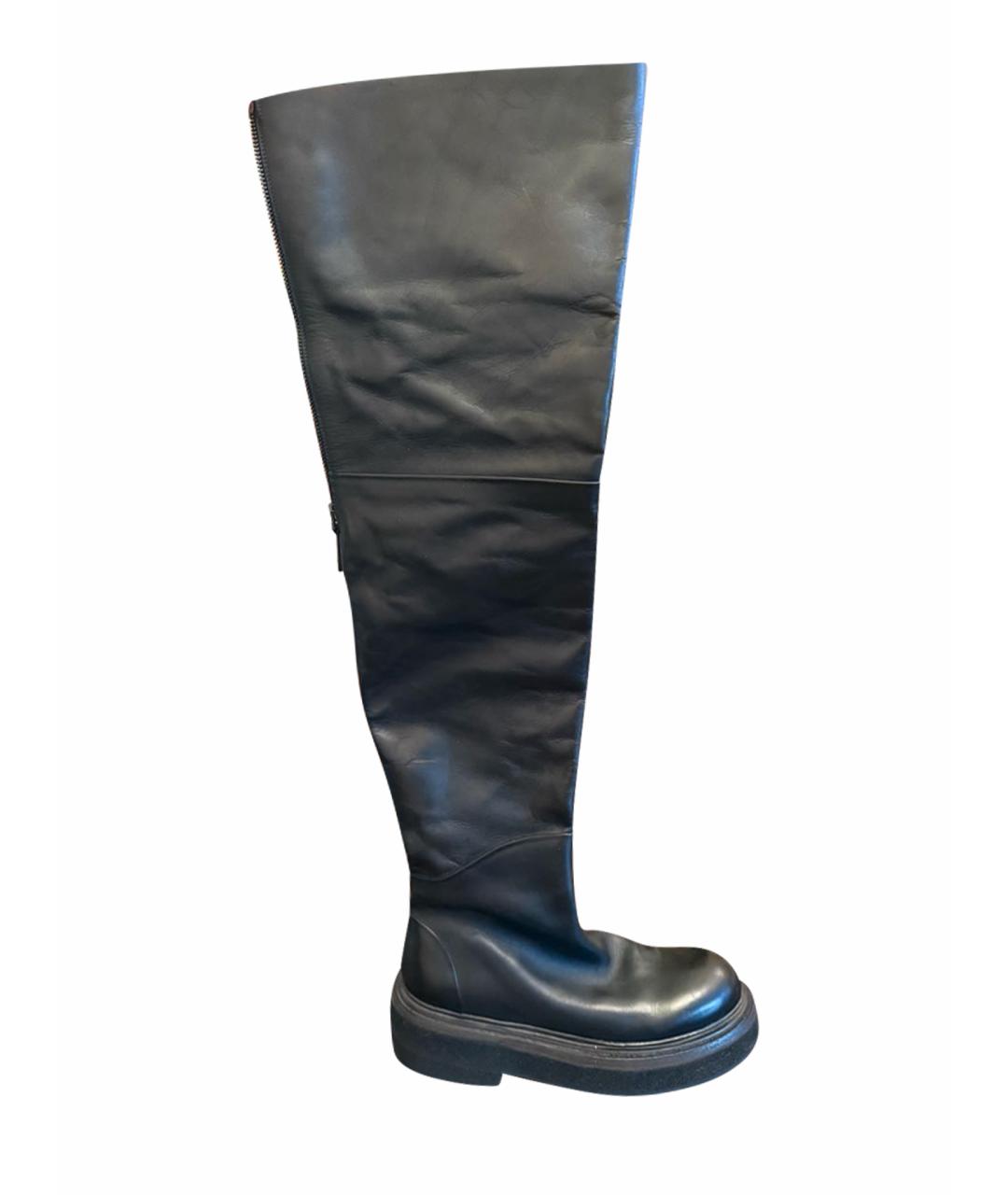 MARSELL Черные кожаные ботфорты, фото 1