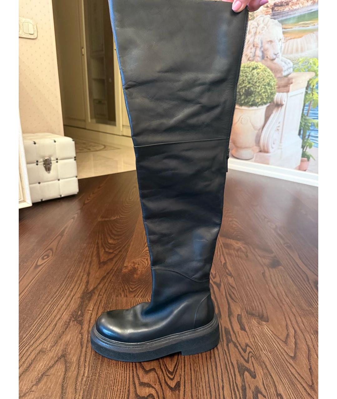 MARSELL Черные кожаные ботфорты, фото 9