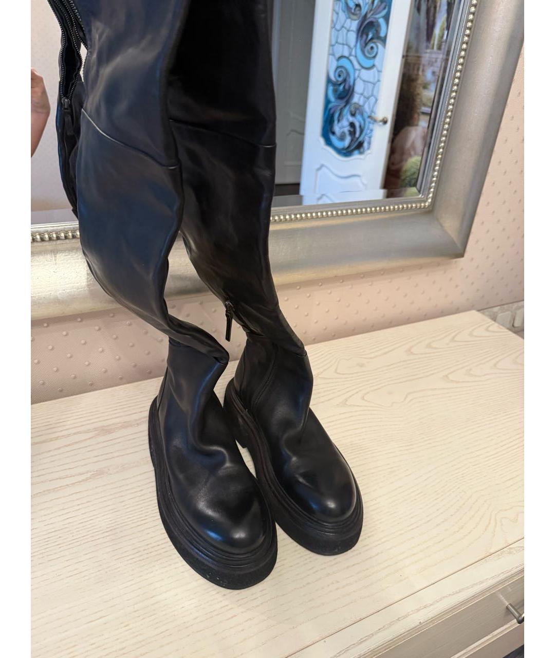 MARSELL Черные кожаные ботфорты, фото 2