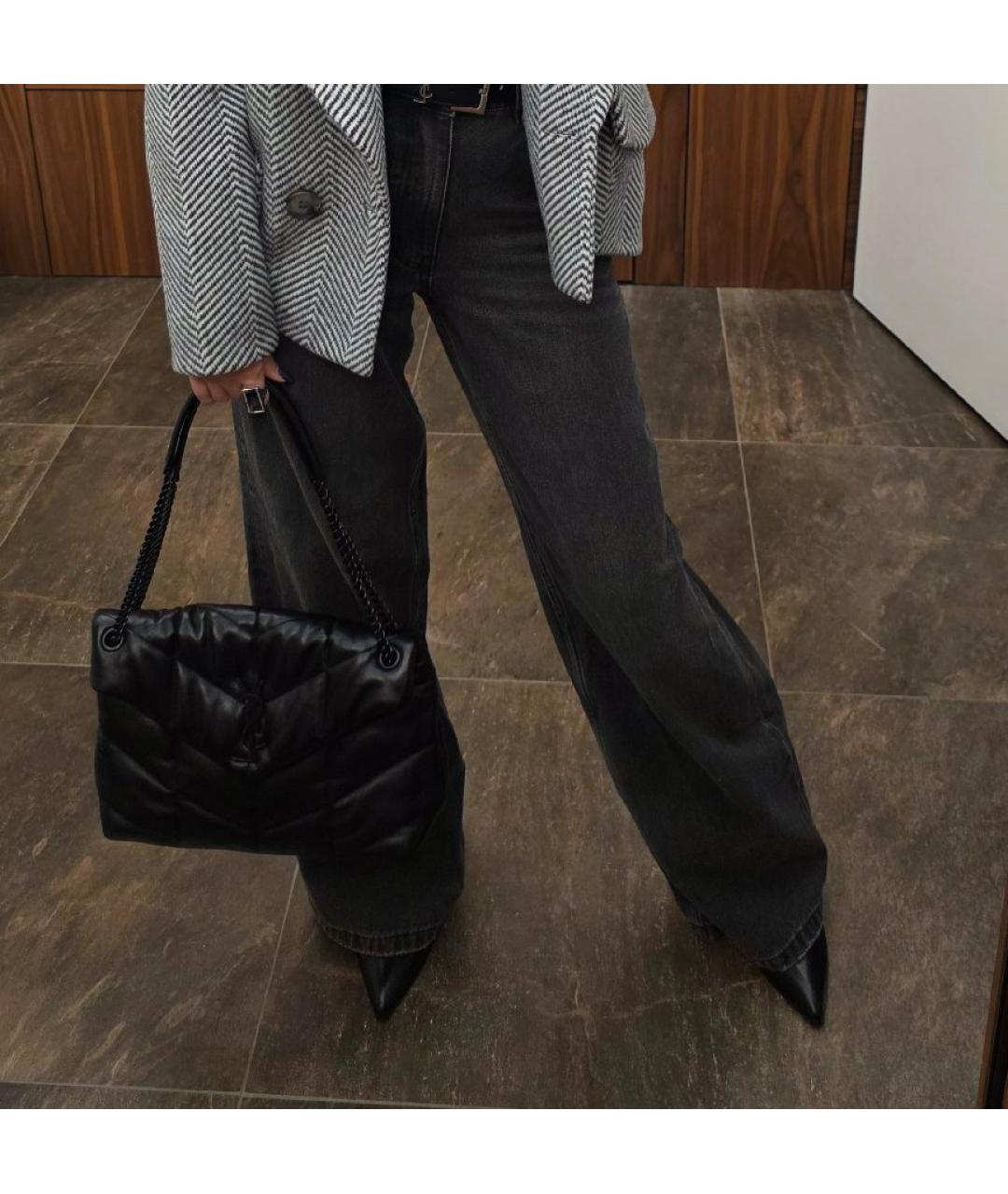 SAINT LAURENT Черная кожаная сумка через плечо, фото 3