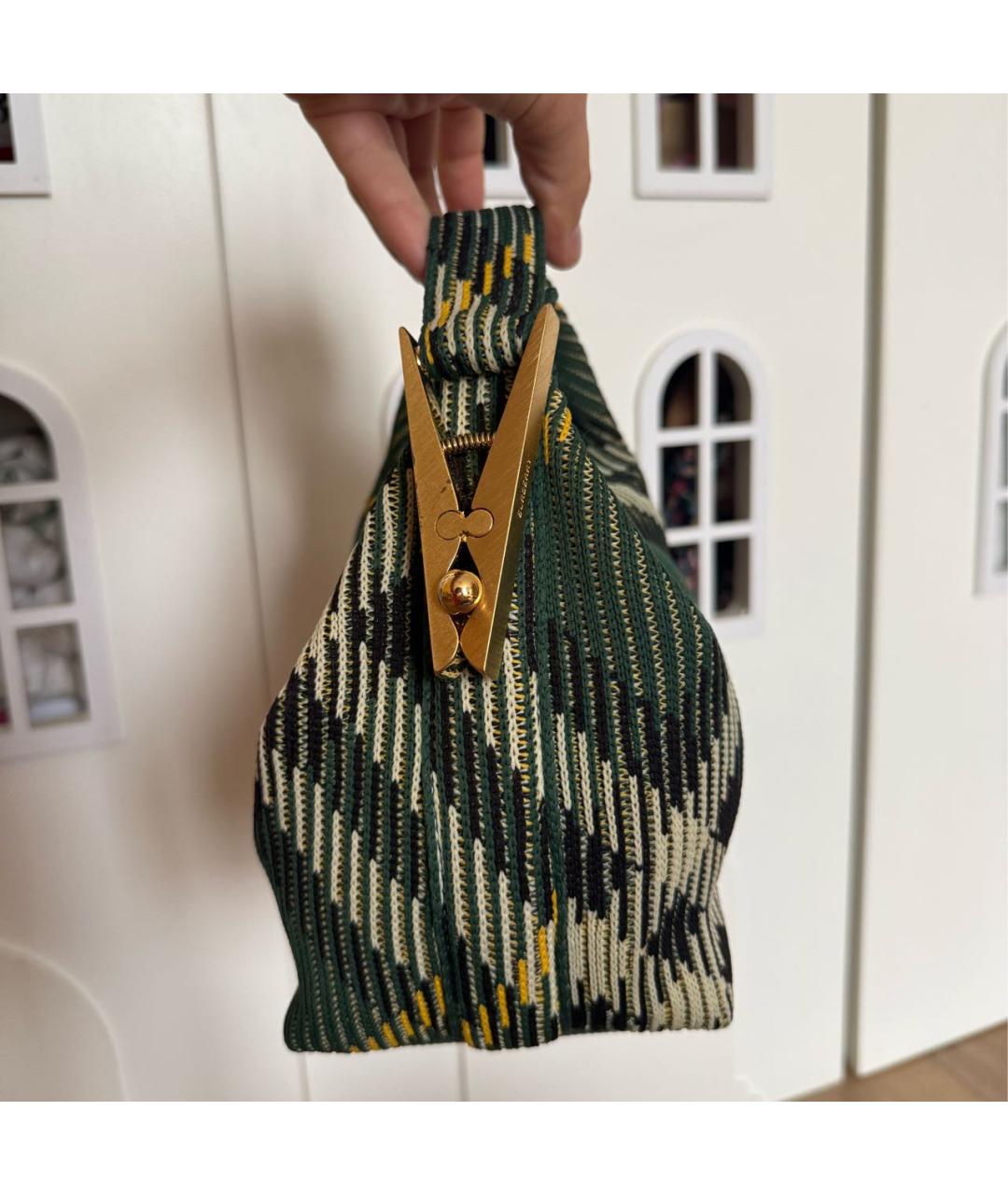 BURBERRY Зеленая пелетеная сумка с короткими ручками, фото 5
