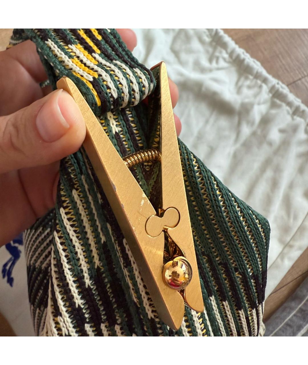 BURBERRY Зеленая пелетеная сумка с короткими ручками, фото 6