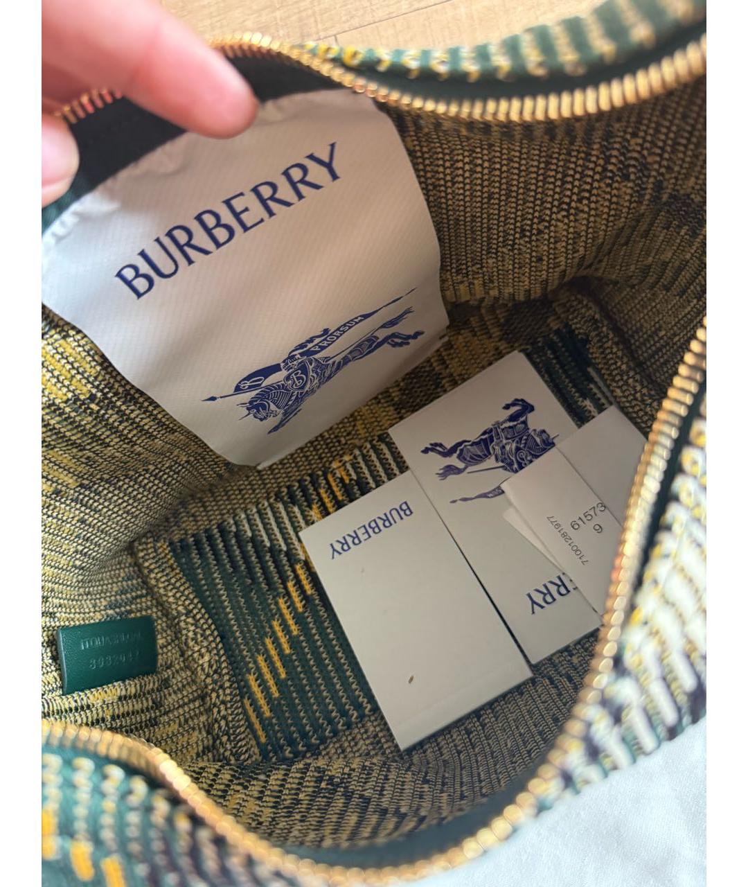 BURBERRY Зеленая пелетеная сумка с короткими ручками, фото 4