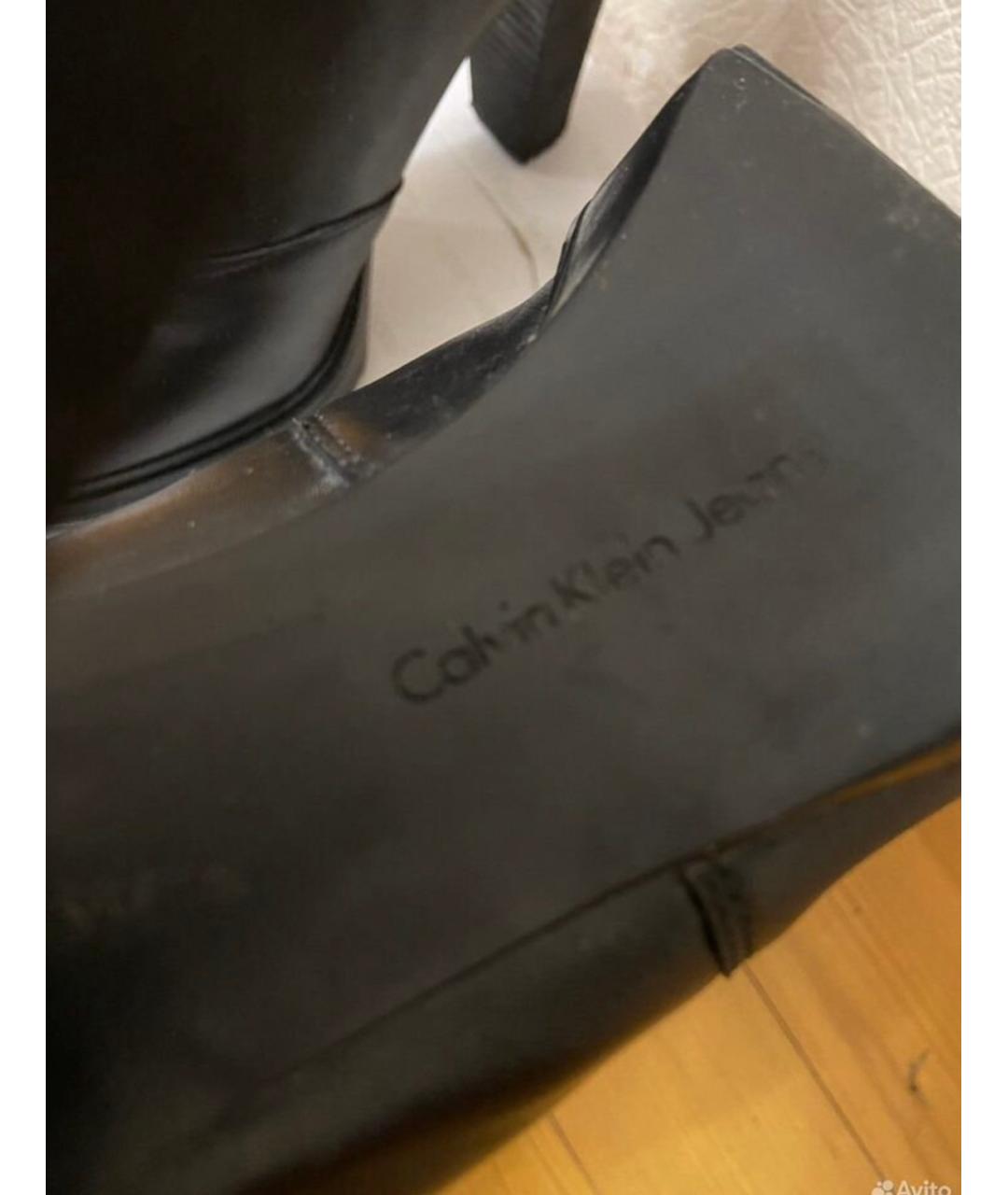 CALVIN KLEIN Черные кожаные ботильоны, фото 5