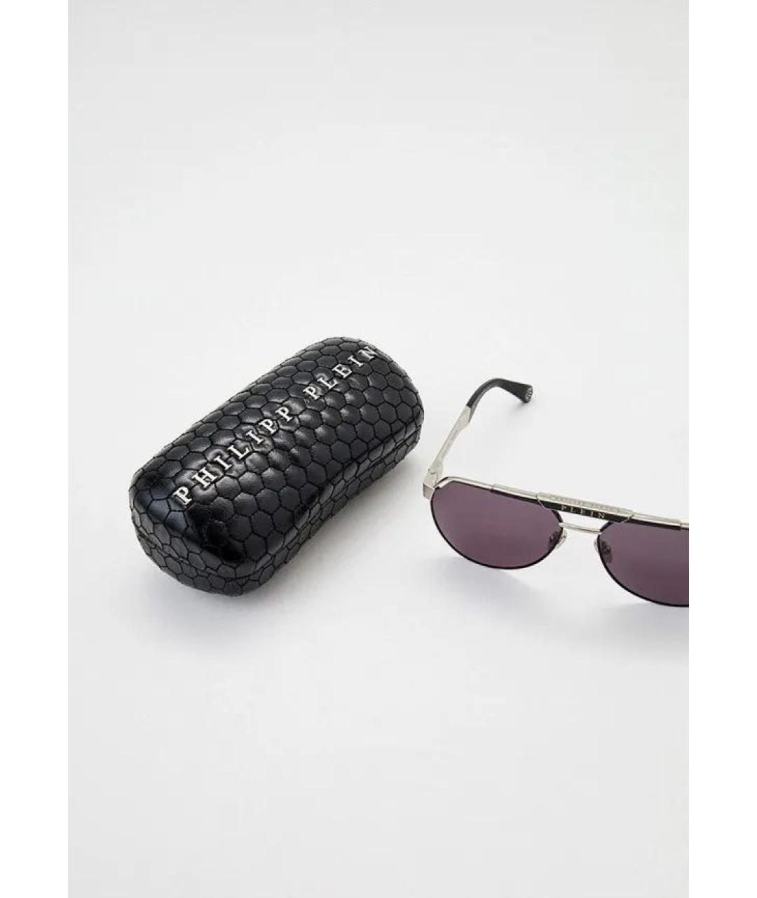 PHILIPP PLEIN Серебряные металлические солнцезащитные очки, фото 4