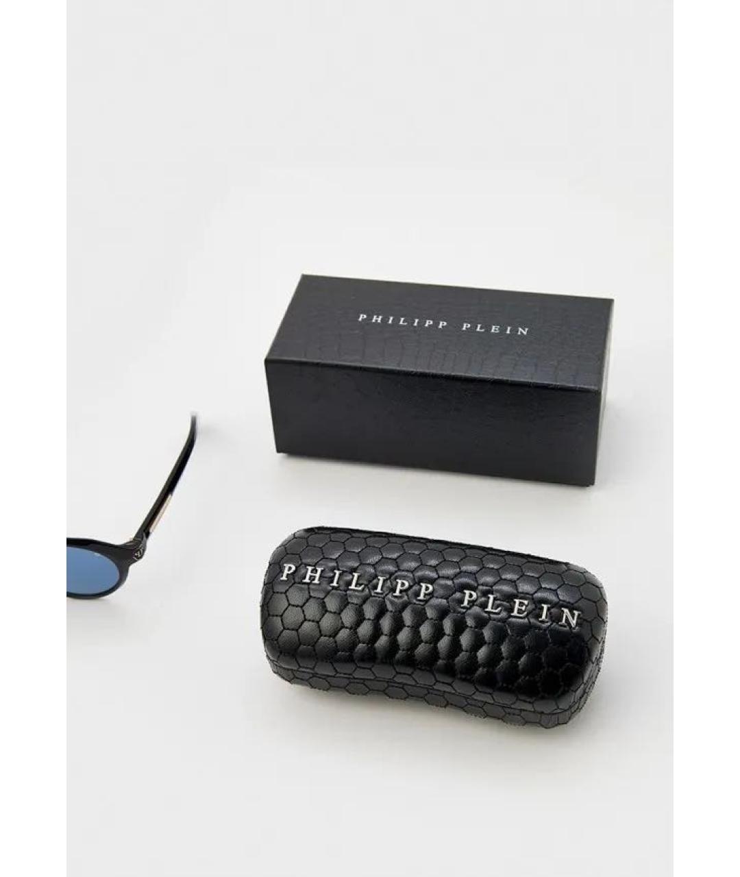PHILIPP PLEIN Черные пластиковые солнцезащитные очки, фото 4