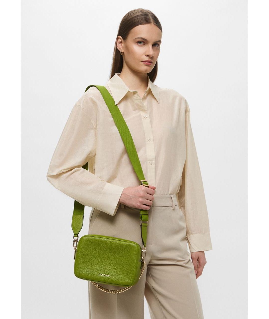 MICHAEL KORS Зеленая кожаная сумка через плечо, фото 4