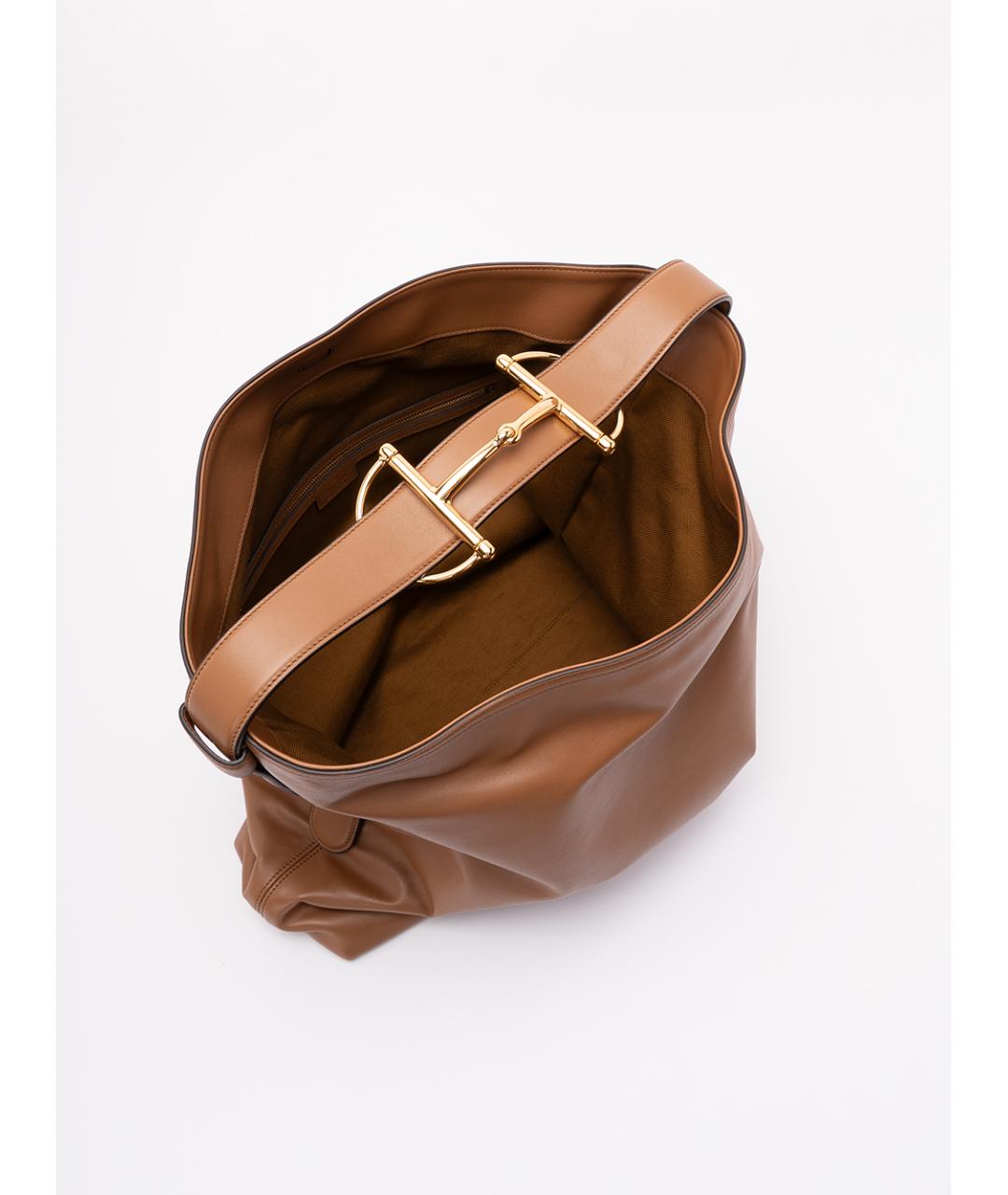 GUCCI Коричневая кожаная сумка через плечо, фото 4