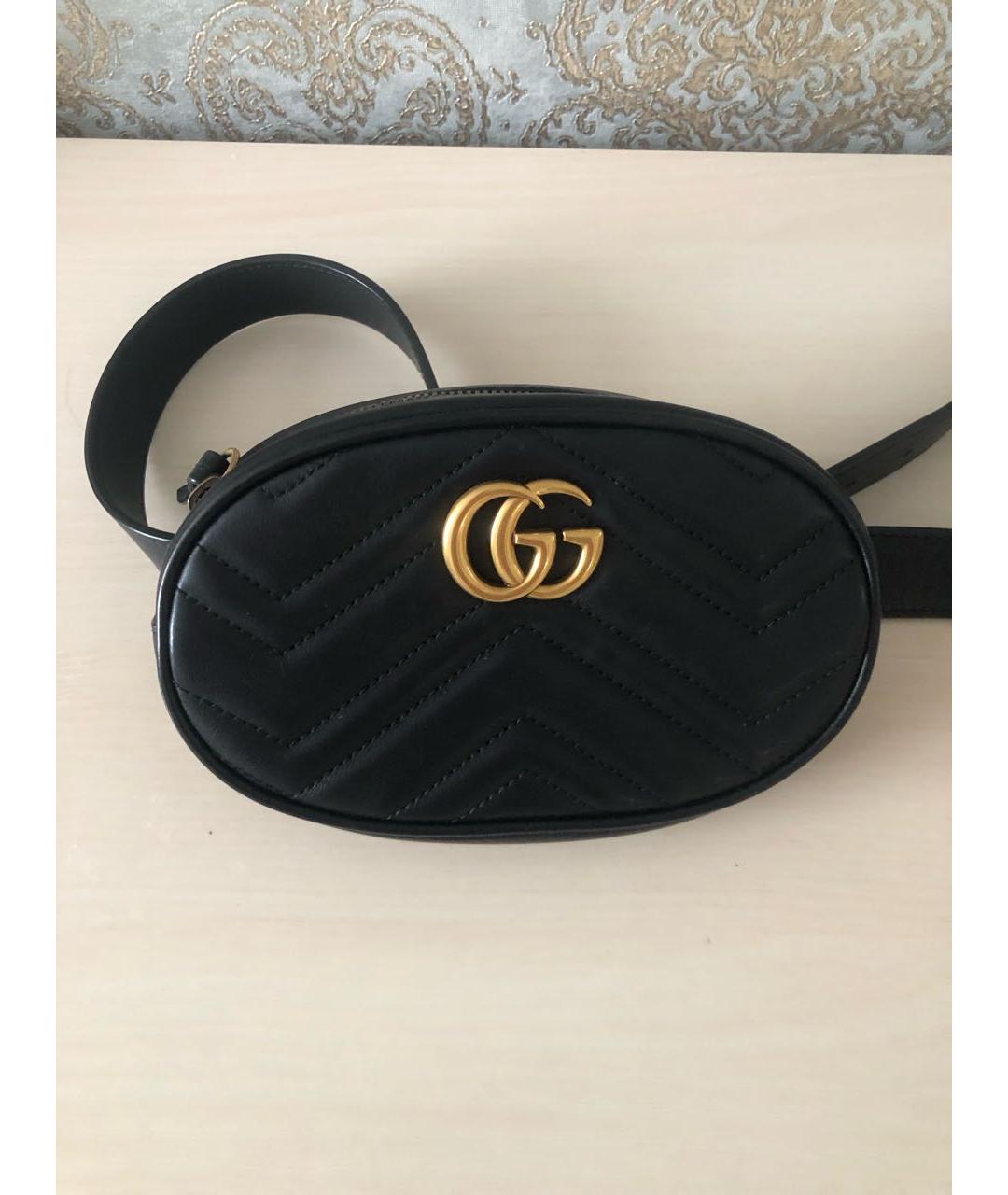 GUCCI Черная кожаная поясная сумка, фото 6