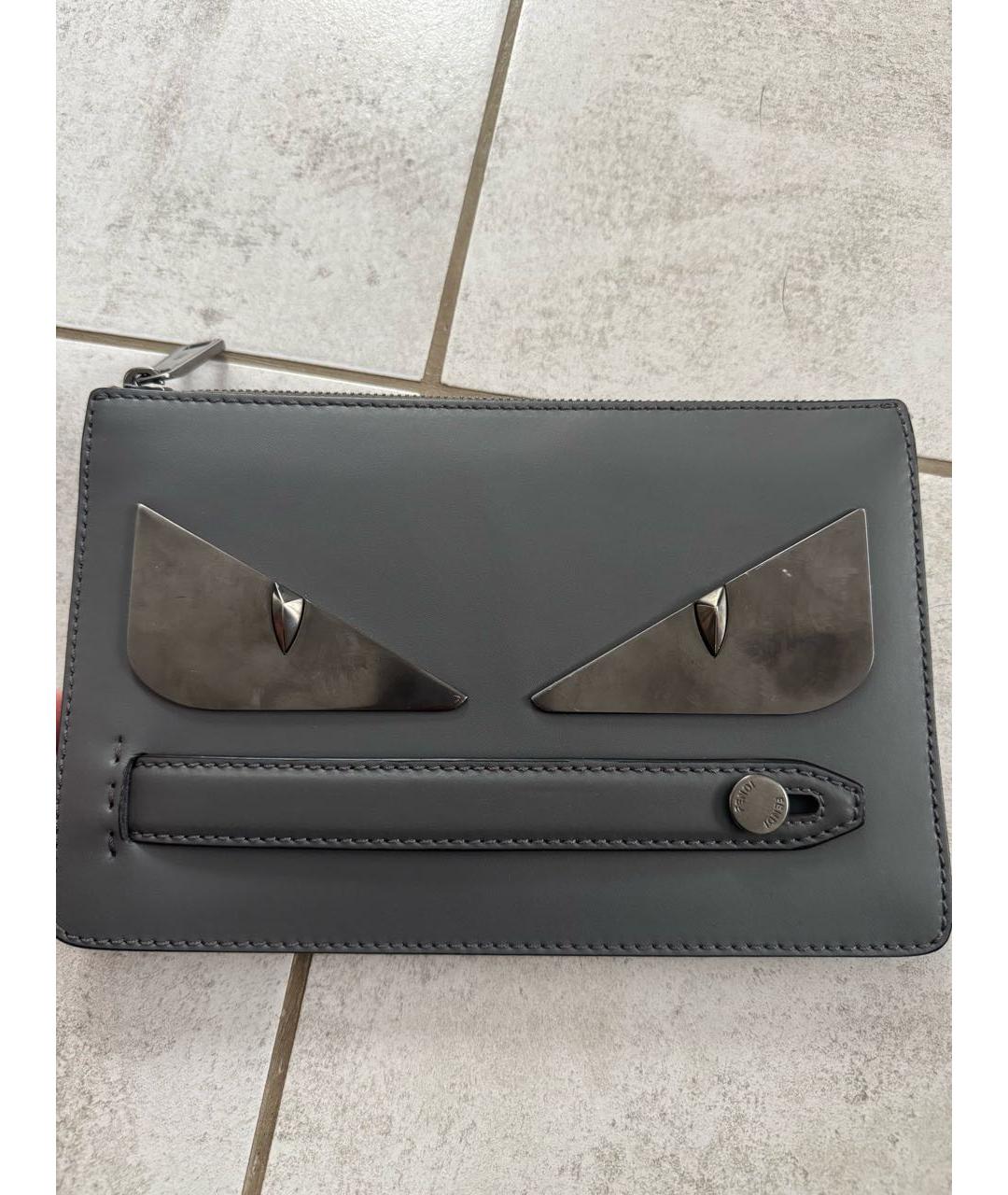 FENDI Серый кожаный кошелек, фото 9