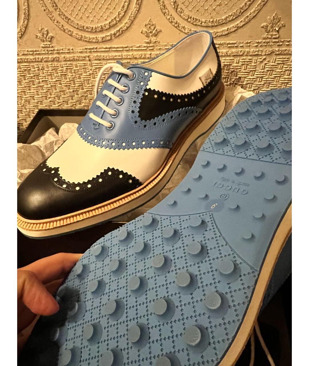 GUCCI Синие кожаные низкие ботинки, фото 7