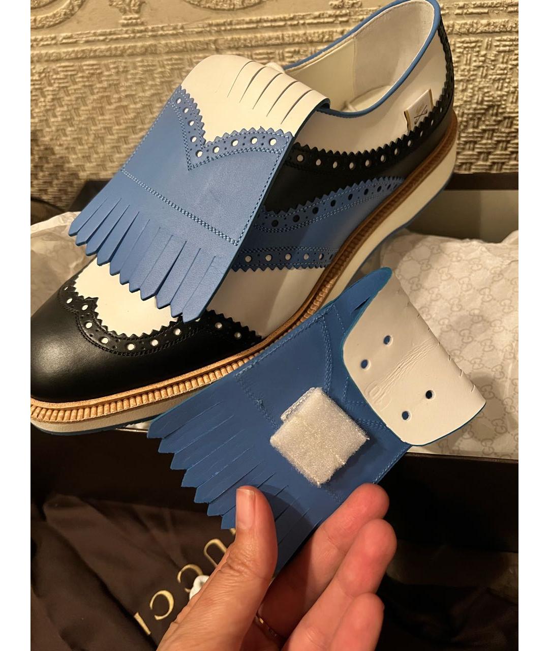 GUCCI Синие кожаные низкие ботинки, фото 5