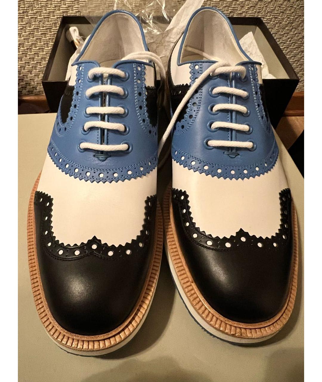 GUCCI Синие кожаные низкие ботинки, фото 2