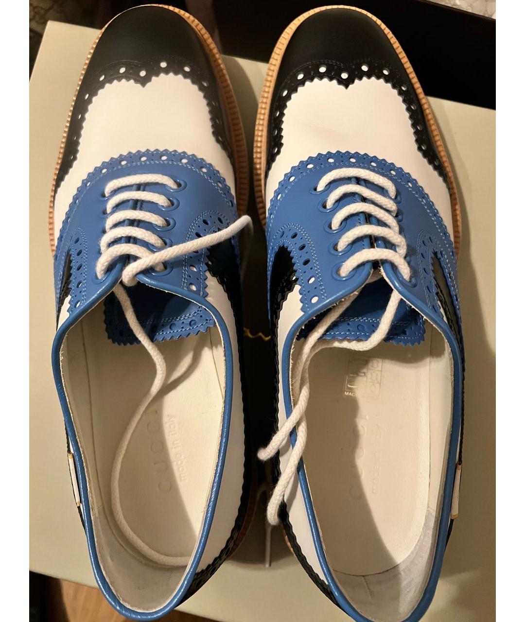 GUCCI Синие кожаные низкие ботинки, фото 3
