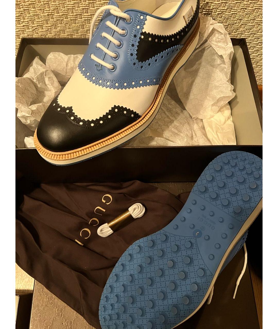 GUCCI Синие кожаные низкие ботинки, фото 8