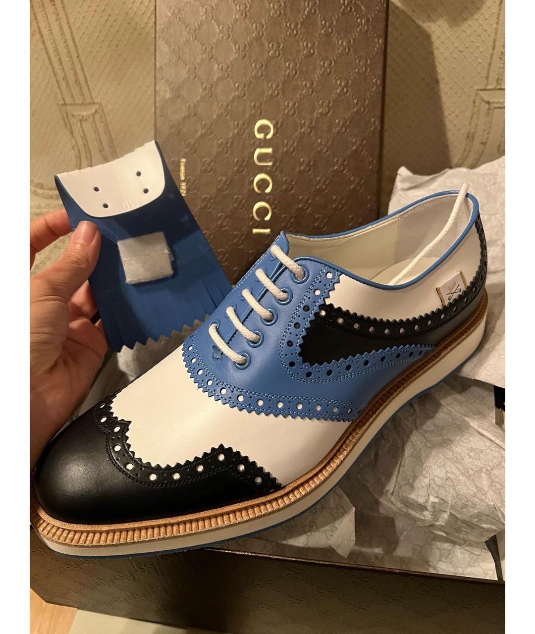 GUCCI Синие кожаные низкие ботинки, фото 9