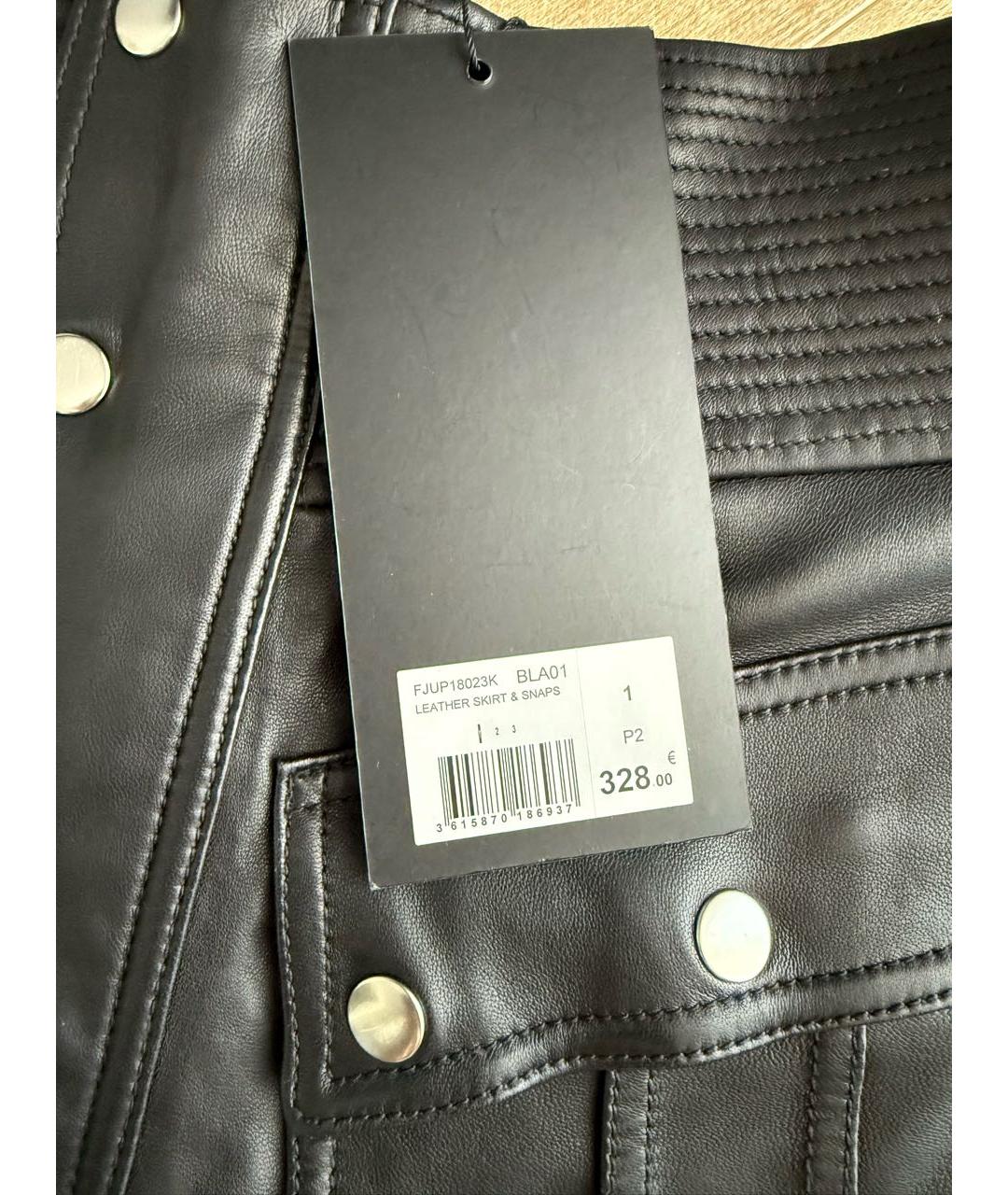 THE KOOPLES Черная кожаная юбка мини, фото 4