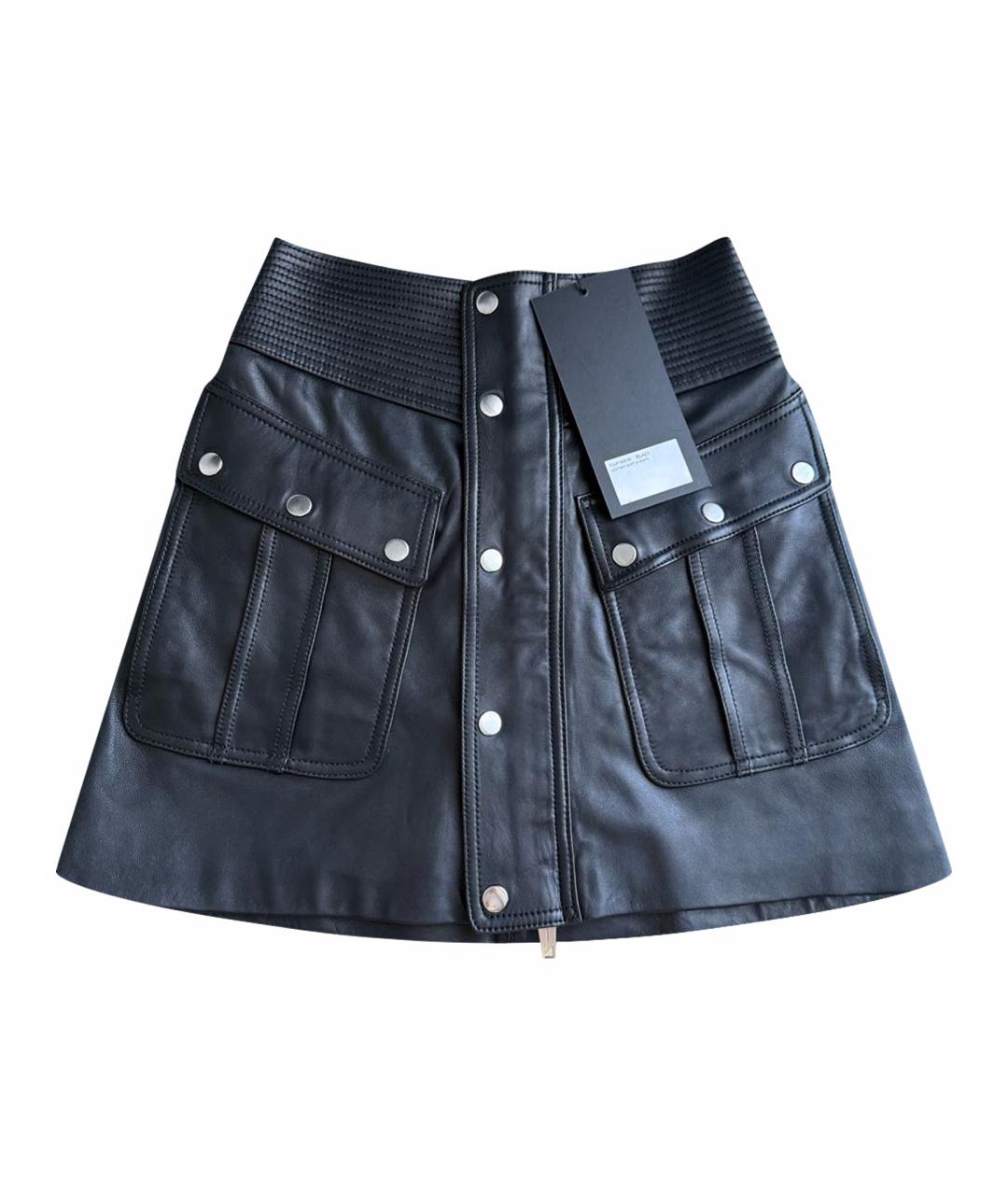 THE KOOPLES Черная кожаная юбка мини, фото 1