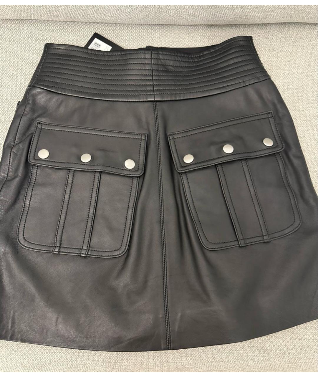 THE KOOPLES Черная кожаная юбка мини, фото 2