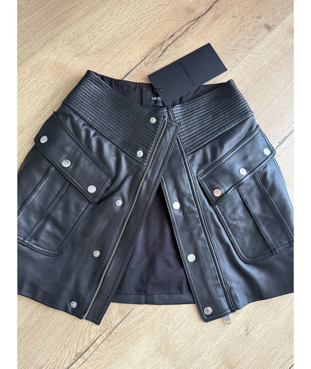 THE KOOPLES Черная кожаная юбка мини, фото 5