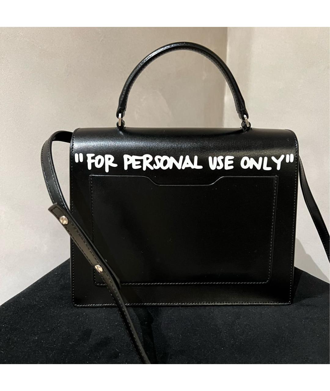 OFF-WHITE Черная кожаная сумка через плечо, фото 3
