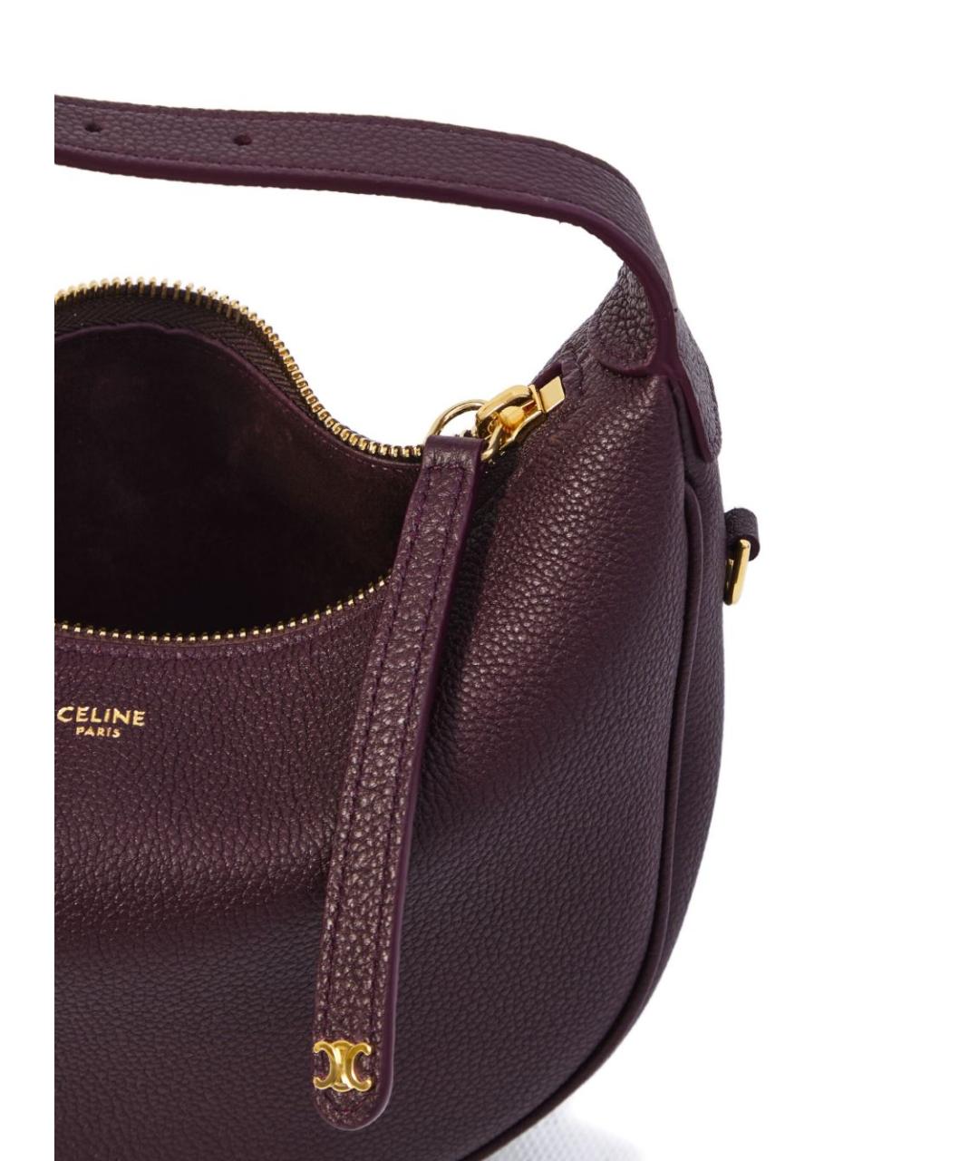 CELINE Бордовая кожаная сумка через плечо, фото 4