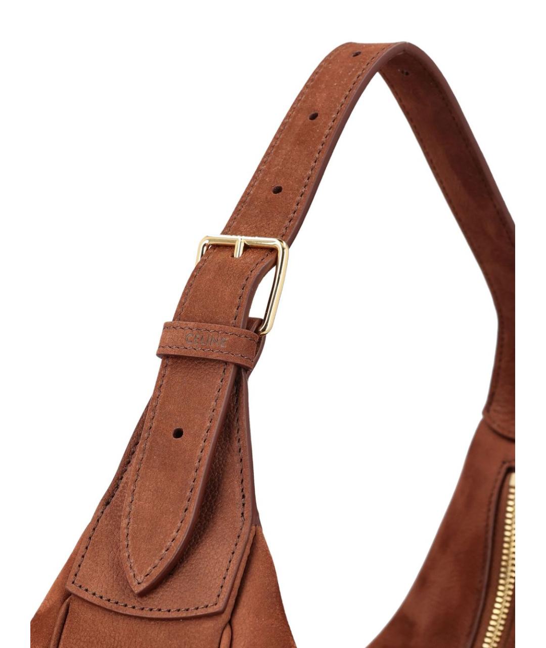 CELINE Коричневая замшевая сумка через плечо, фото 3