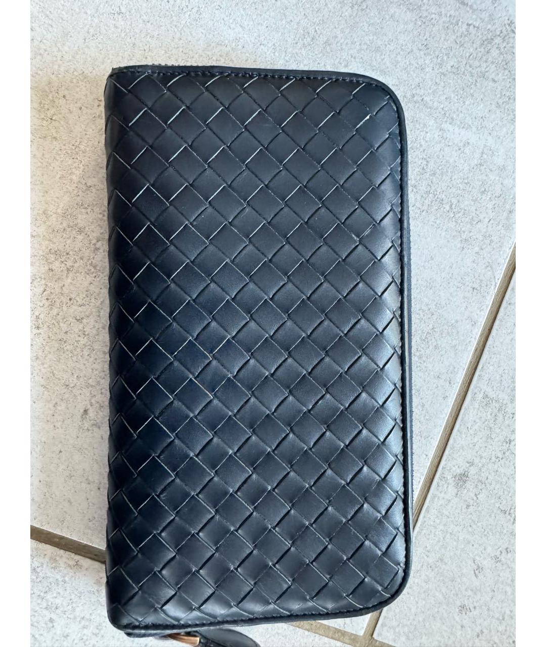 BOTTEGA VENETA Темно-синий кожаный кошелек, фото 2