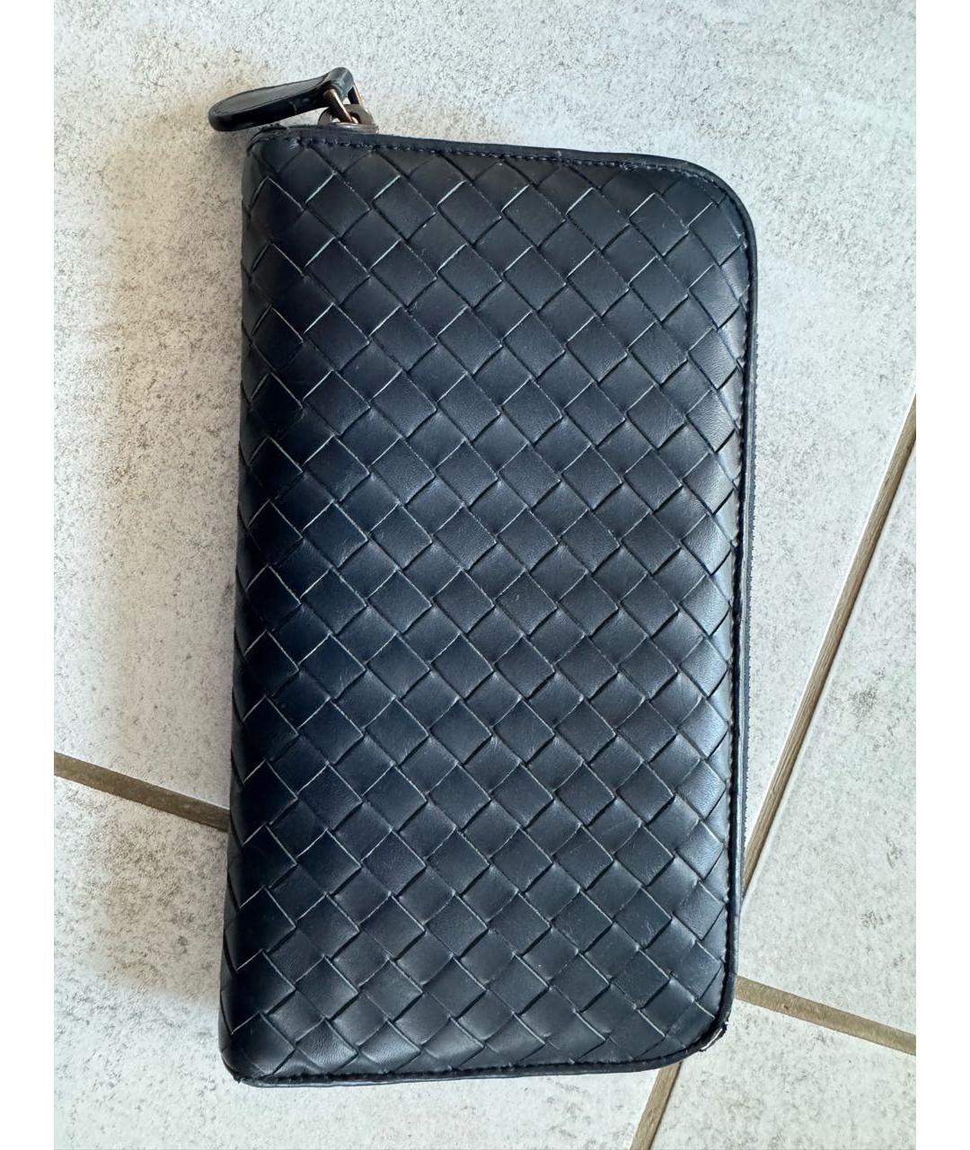 BOTTEGA VENETA Темно-синий кожаный кошелек, фото 7