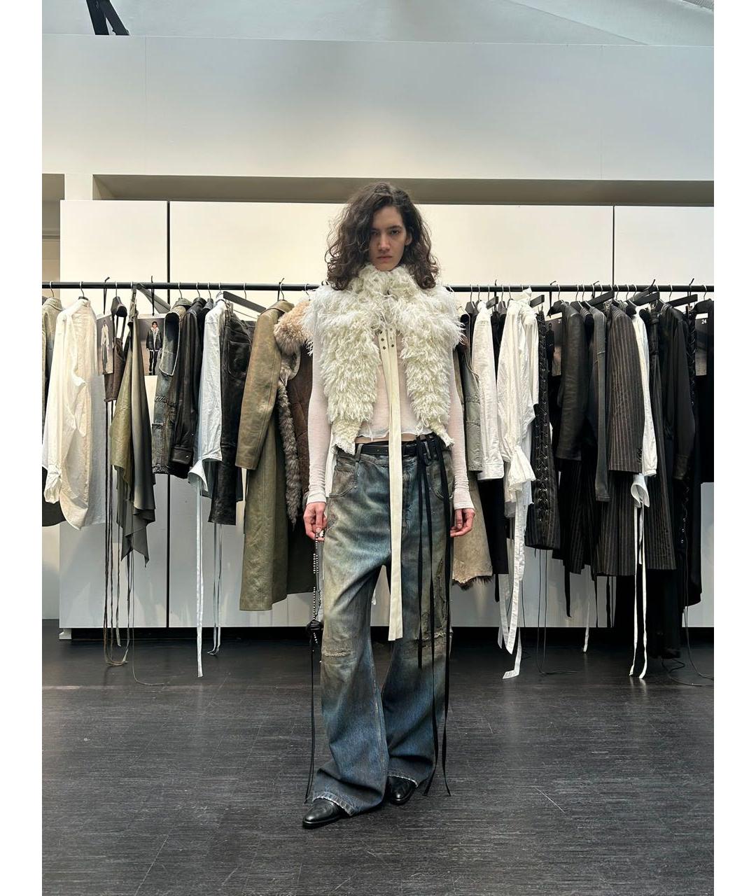 ANN DEMEULEMEESTER Белый шерстяной шарф, фото 2
