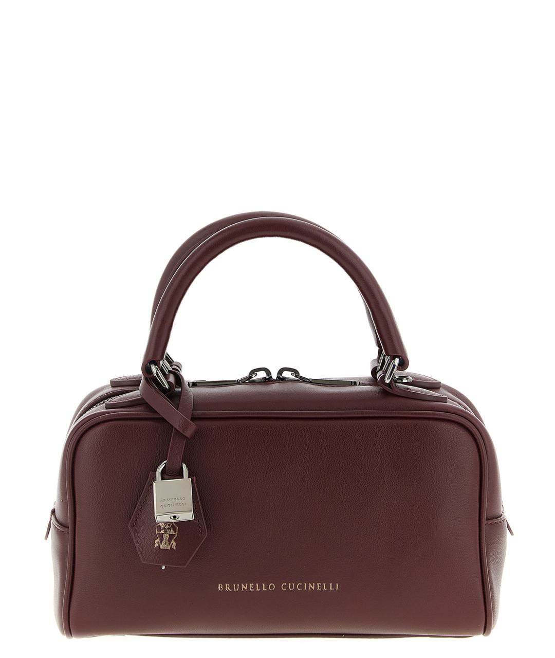 BRUNELLO CUCINELLI Бордовая кожаная сумка тоут, фото 1