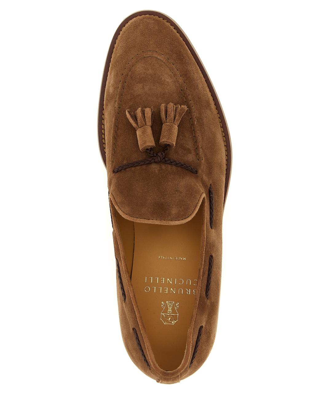 BRUNELLO CUCINELLI Коричневые кожаные лоферы, фото 4
